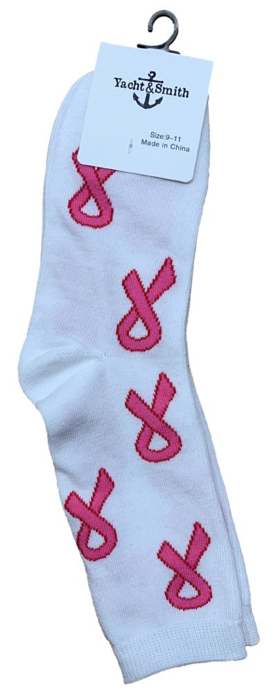 Pink Ribbon Breast Cancer Awareness Crew Socks for Women ...