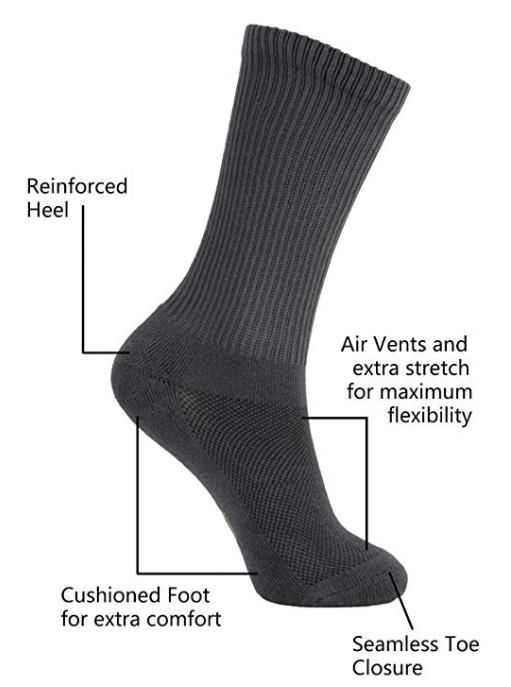 12 Pair Of SOCKSNBULK Mens Navy Diabetic Neuropathy Socks, Sock Size 10