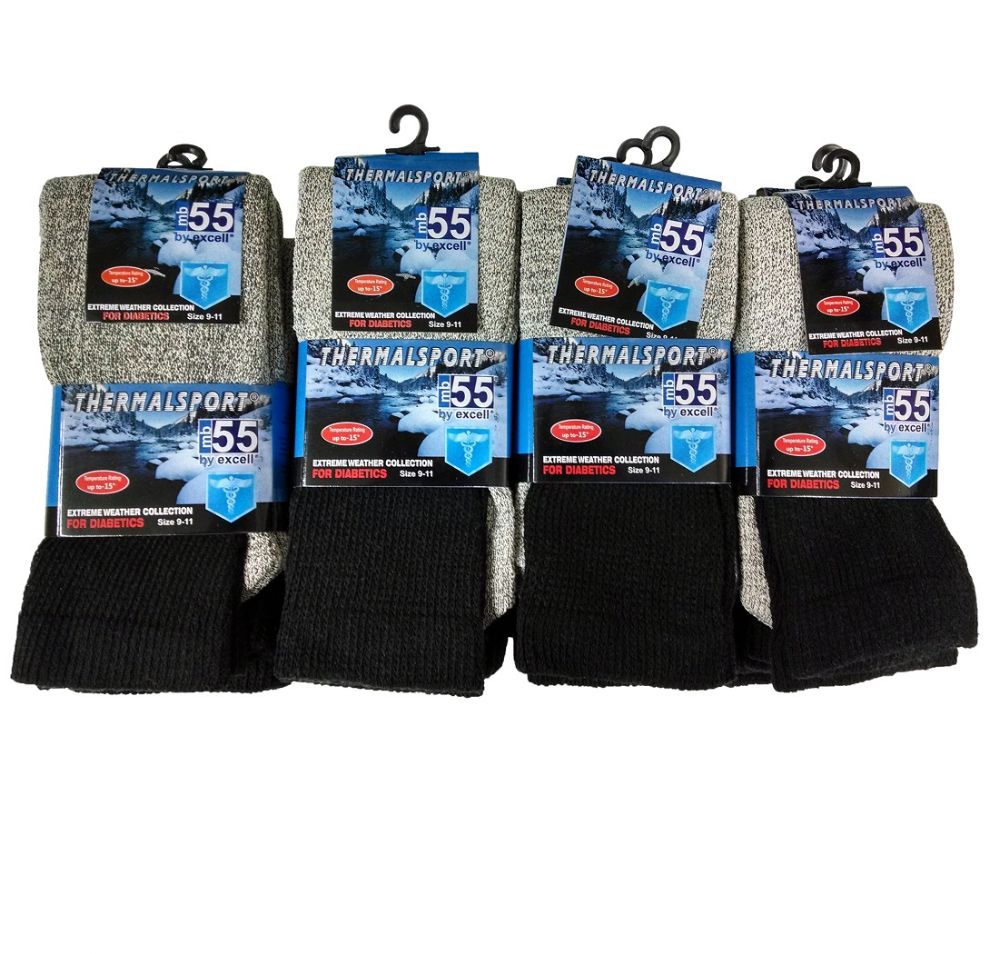 12 Pairs of SOCKSNBULK Mens Diabetic Neuropathy Edema Marled Crew Socks