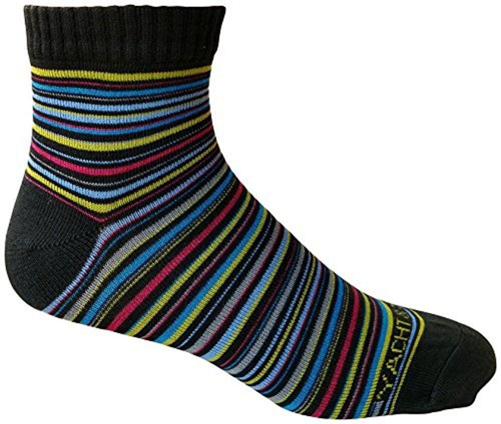 6 Pairs of Mens Short Crew Socks, Lightweight Striped Sports Sock (Thin