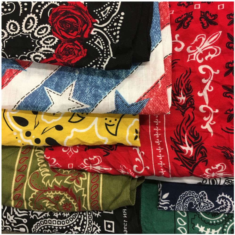 Assorted Cotton Bandana Mixed Prints, Mixed Colors 60 pack at