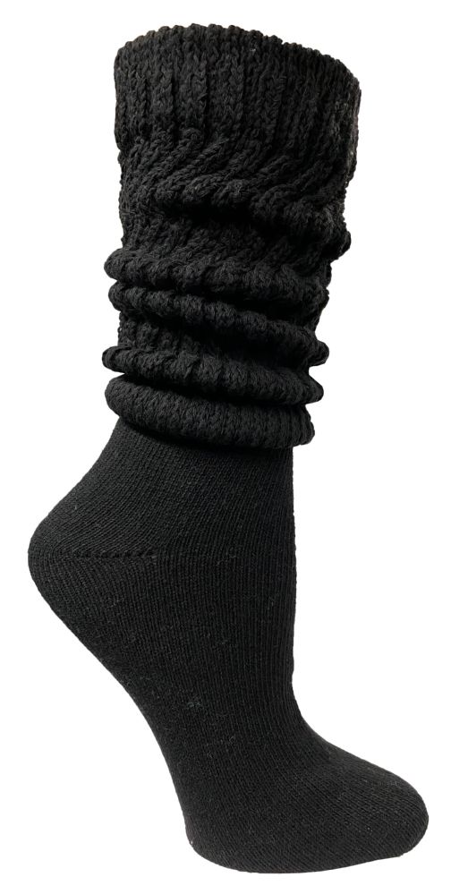 Yacht & Smith Womens Heavy Cotton Slouch Socks, Solid Black 36 pack