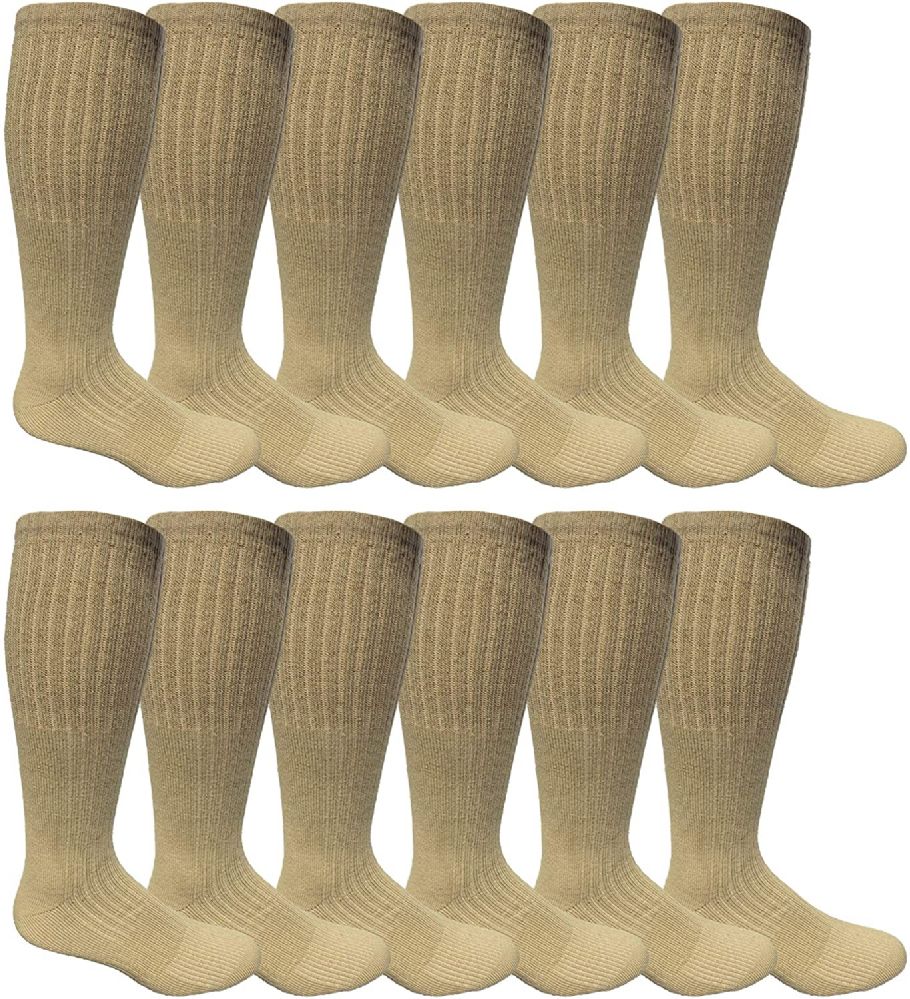 Mens Military Grade Thick Padded Terry Lined Cotton Socks, Ribbed, Dry