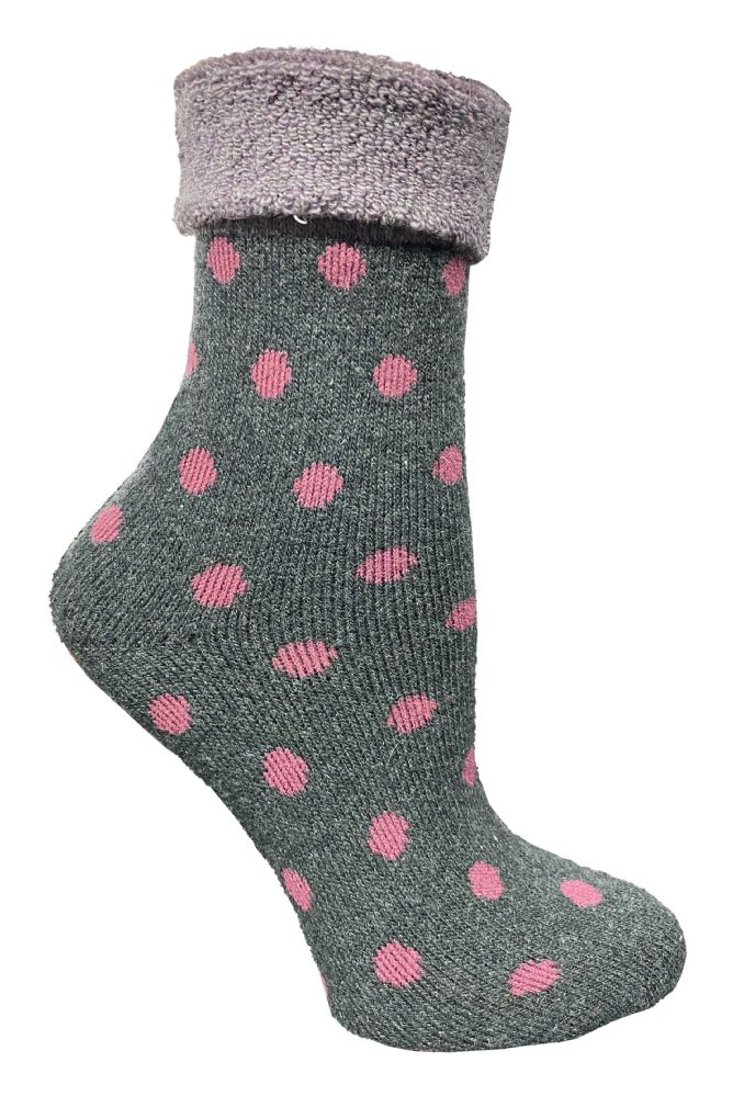 Yacht & Smith Womens Thick Soft Knit Wool Warm Winter Crew Socks, Patterned Lambswool, POLKA DOT