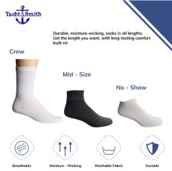 Yacht & Smith Men's King Size Soft Cotton Terry Cushion Crew Socks, Sock Size 13-16 Solid White