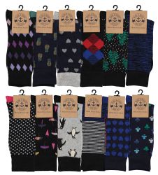 Yacht & Smith Assorted Design Mens Dress Socks, Sock Size 10-13 Assorted 12 Designs