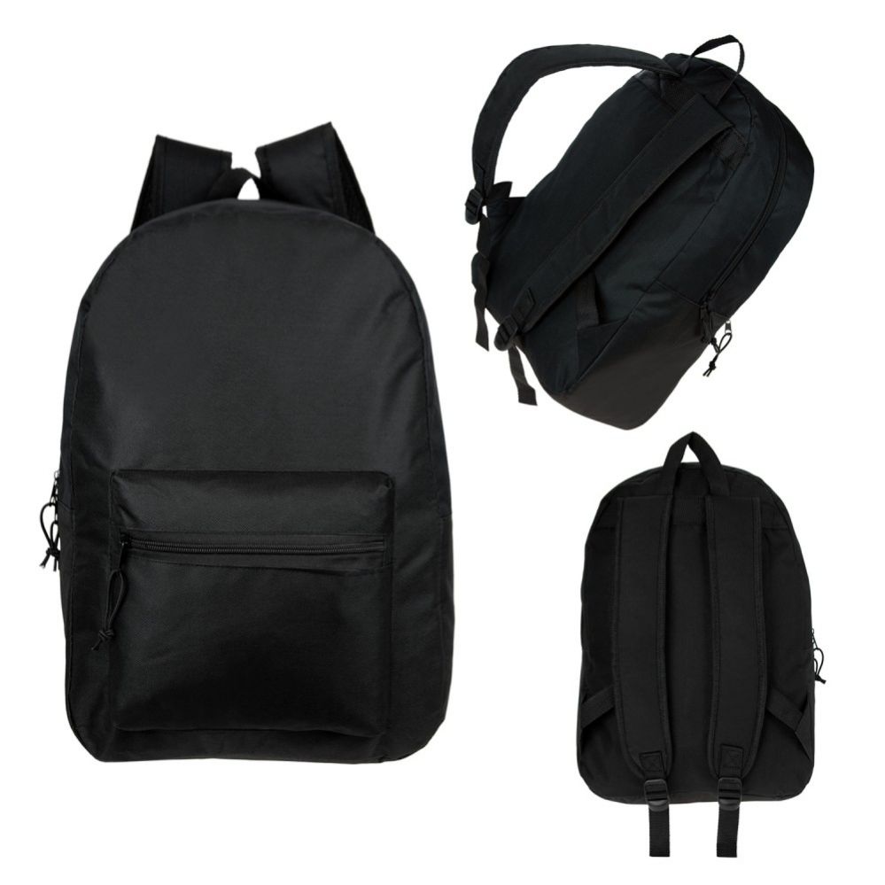 17" Kids Basic Black Backpack 24 pack at