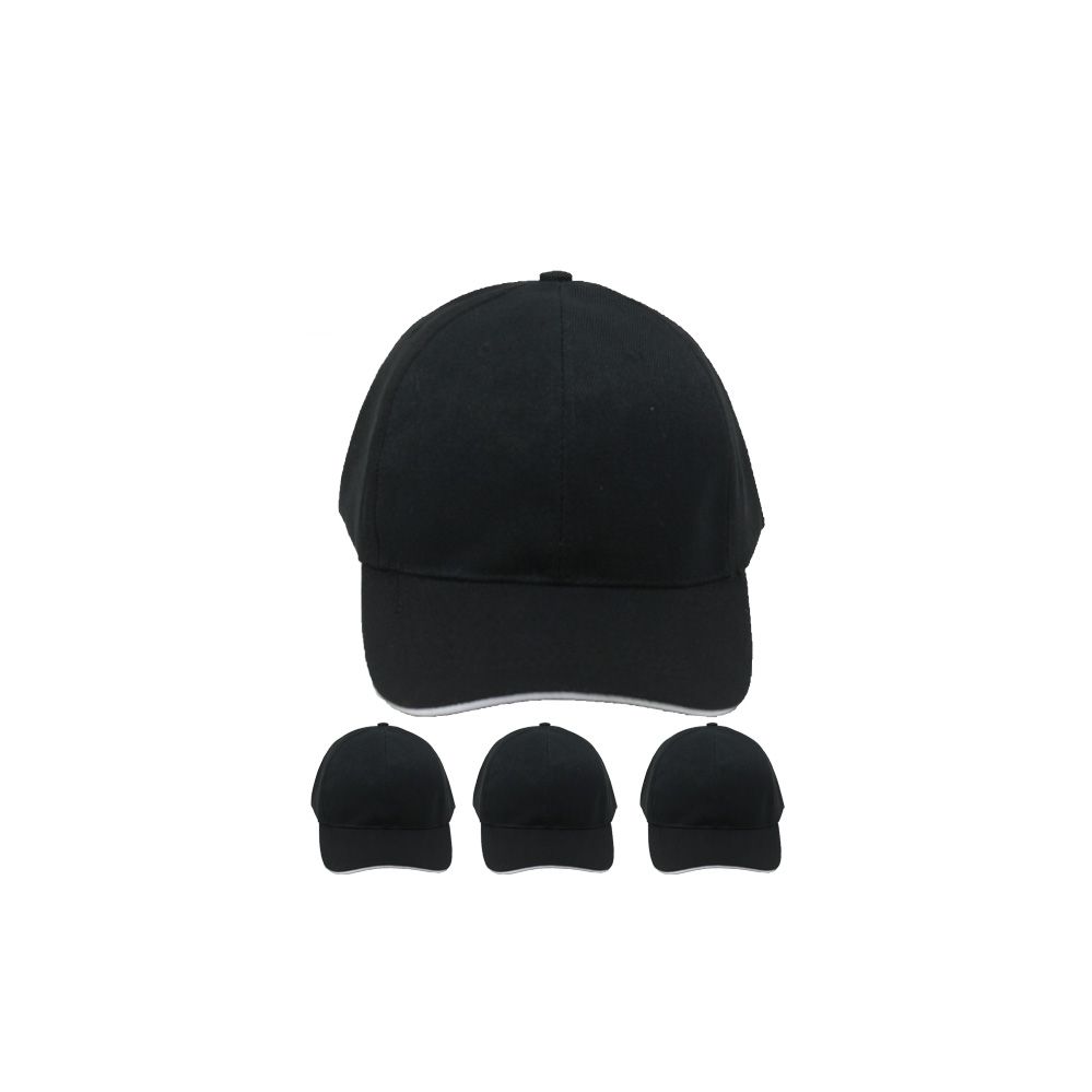 All Black Baseball Cap With Velcro Strap 24 pack at