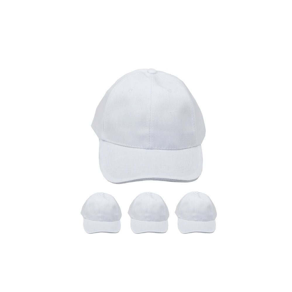 All White Baseball Ball Cap With Velcro Strap 24 pack at