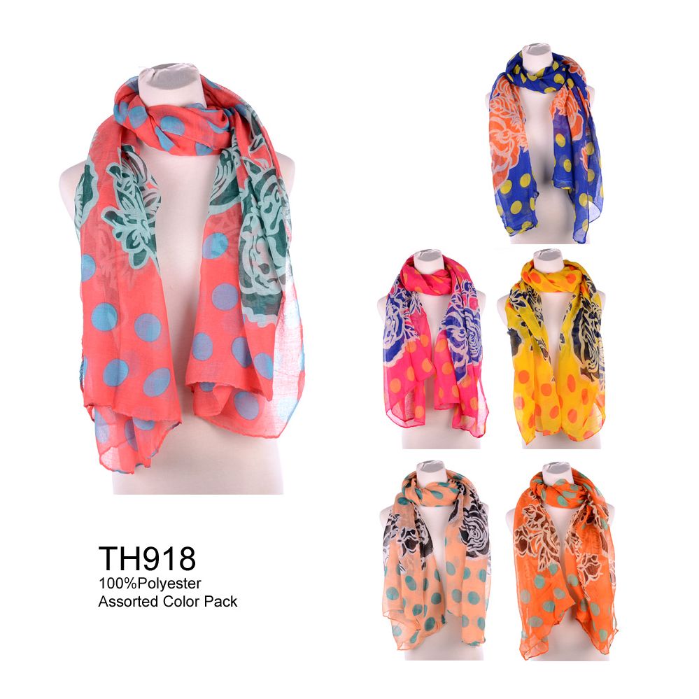 Assorted Print Fashion Scarf 24 pack at
