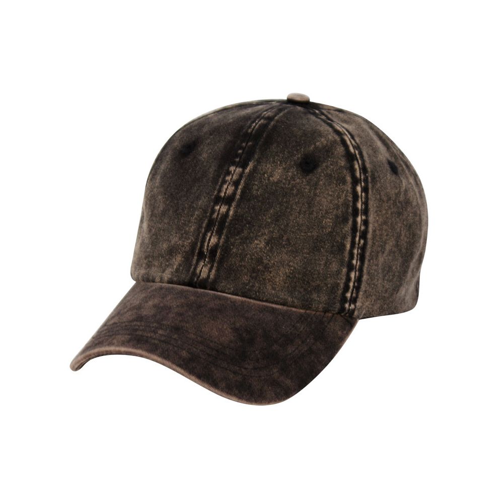 Heavy Washed Cotton Cap With Metal Buckle In Black 24 pack - at - socksinbulk.com - Socksinbulk.com