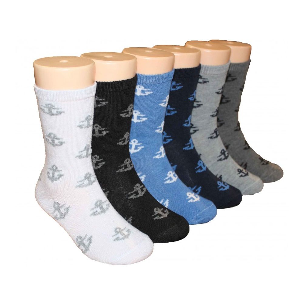Boys Anchor Design Crew Socks 480 pack at