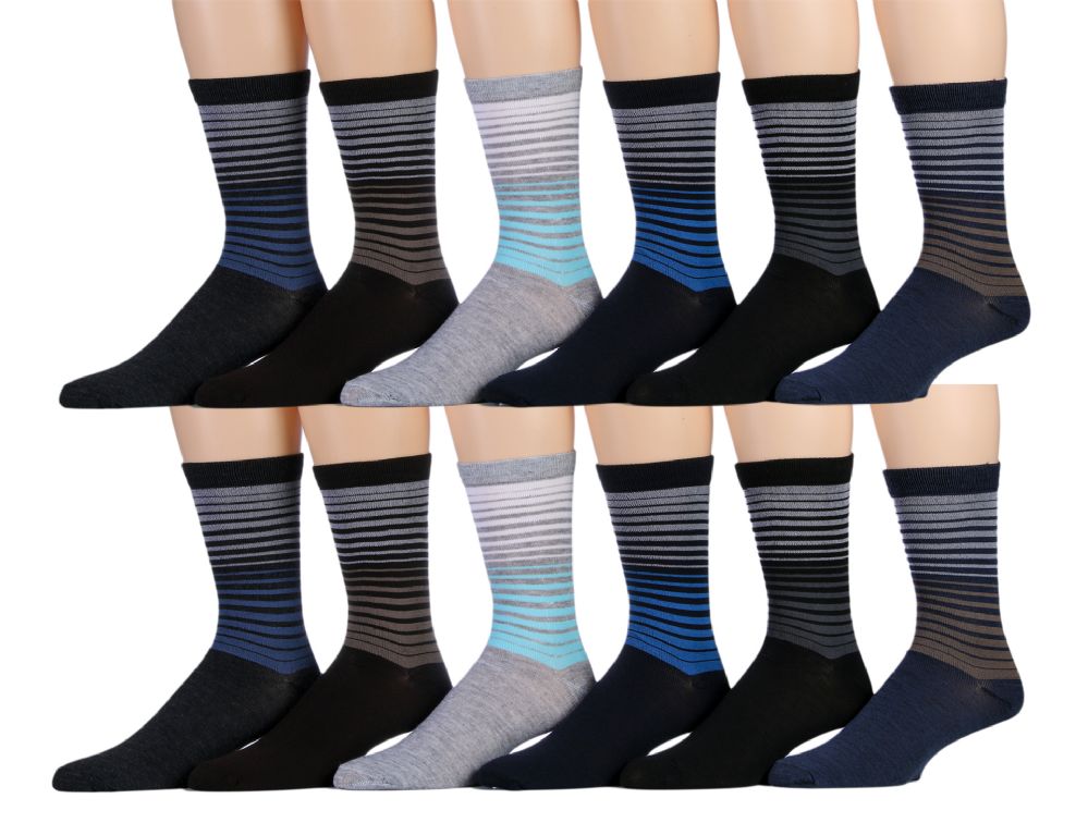 Mens Striped Fashion Dress Socks, Cotton Size 1013 at socksinbulk