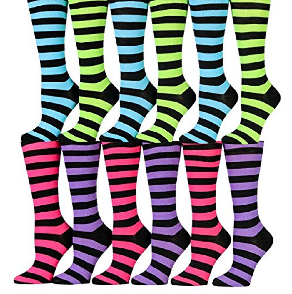 Womens Knee High Socks Assorted Colors, Cotton Boot Socks Assorted