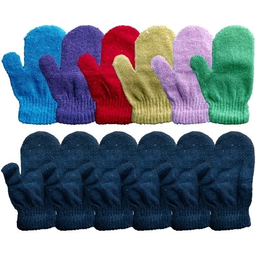 12 Pair Pack of SOCKSNBULK Kids Gloves, Children Mittens