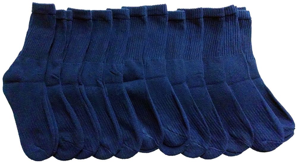 12 Pair Of SOCKSNBULK Mens Navy Diabetic Neuropathy Socks, Sock Size 10