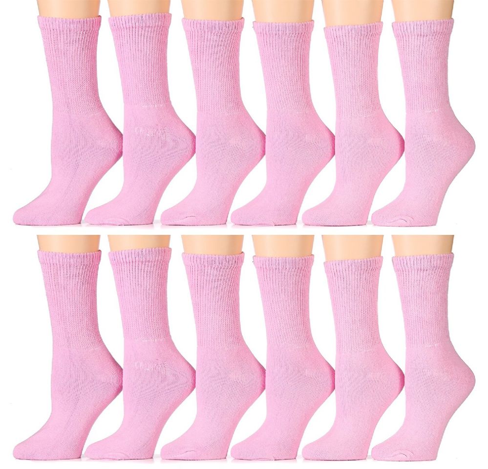 12 Pairs of excell Womens Diabetic Crew Socks Ringspun Cotton For