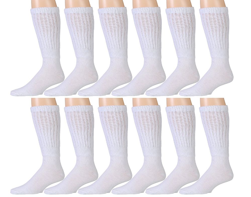 Yacht & Smith Mens White Extra Heavy Slouch Sock, Sock Size 1013 12