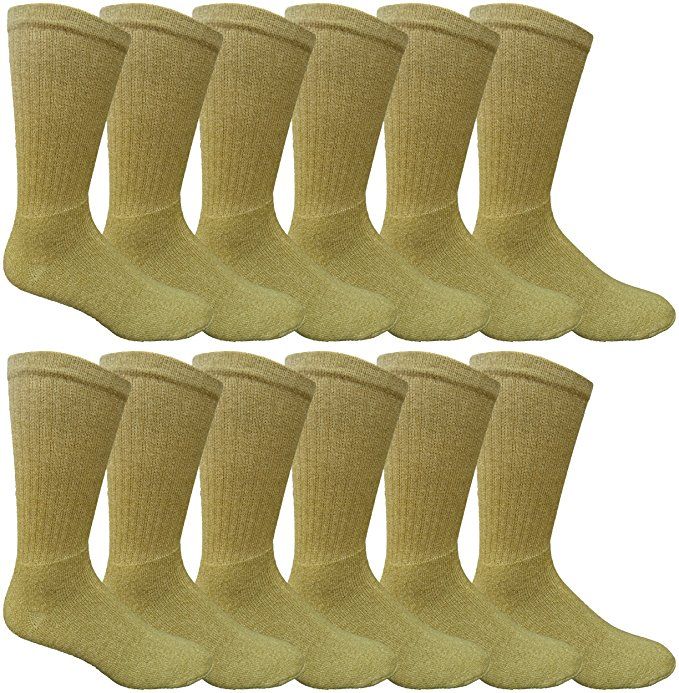 Mens Ringspun Cotton Ultra Soft Crew Sock Khaki 240 pack at