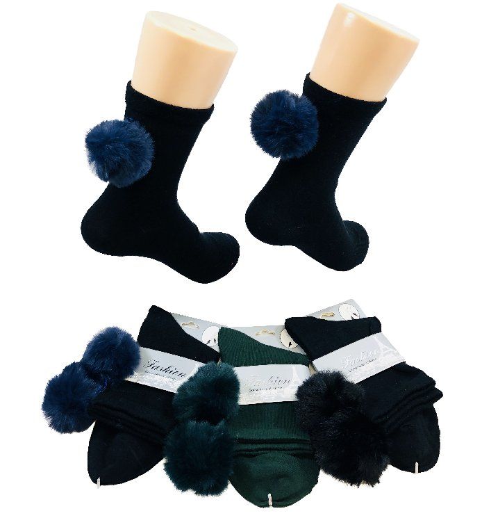 Ladies Fashion Socks [poms Poms] 48 pack at