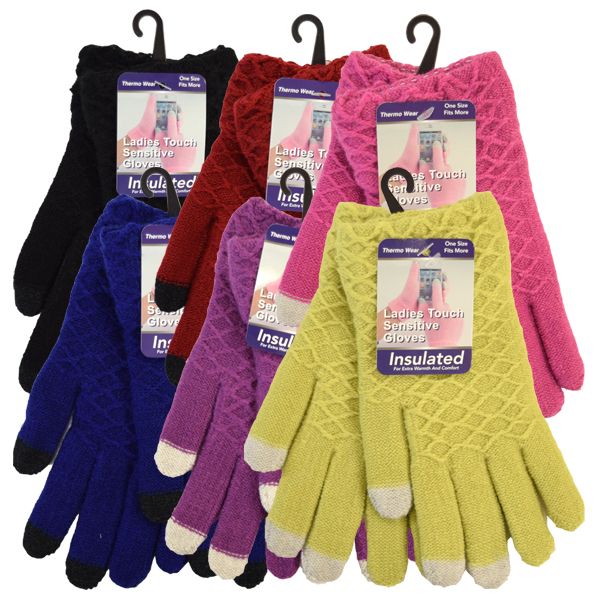 Winter Ladies Sensitive Touch Glove Assorted Colors 36 pack at