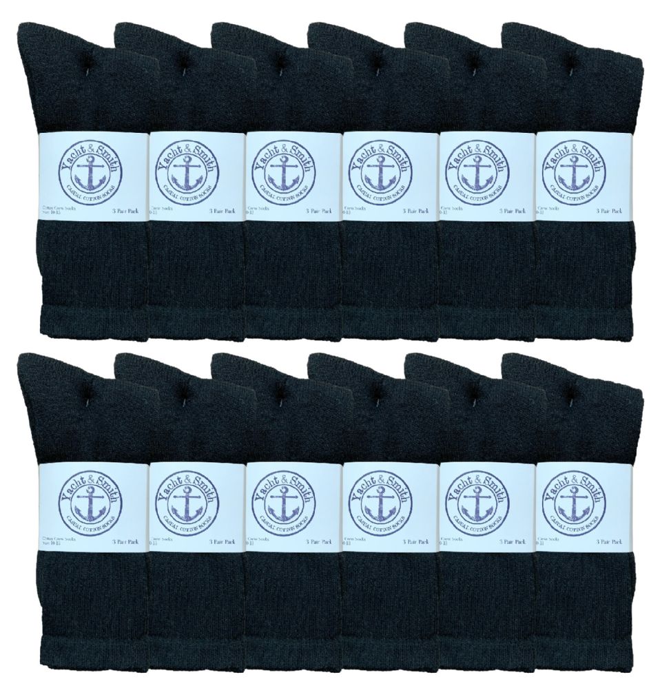 3 Pairs For Mens Black Sports Athletic Work Crew Socks Cotton Size 9-11 10-13