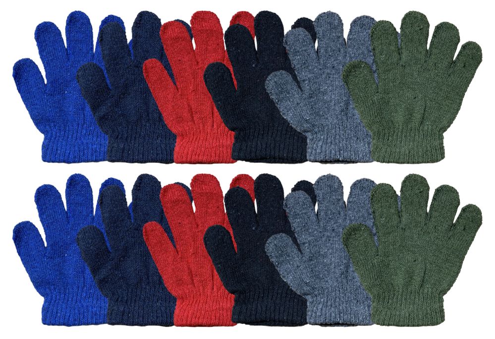 Kids Children/'s Assorted Colours Winter Acrylic Thermal Magic Gloves,6,12 pairs