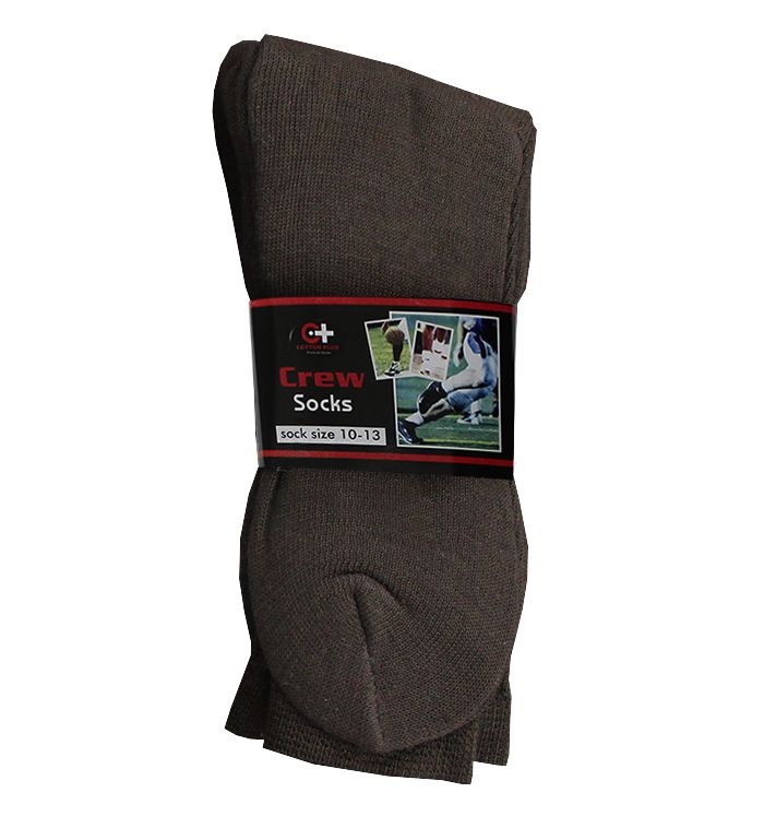 Men's Brown Crew Socks , Sock Size 1013 120 pack at socksinbulk