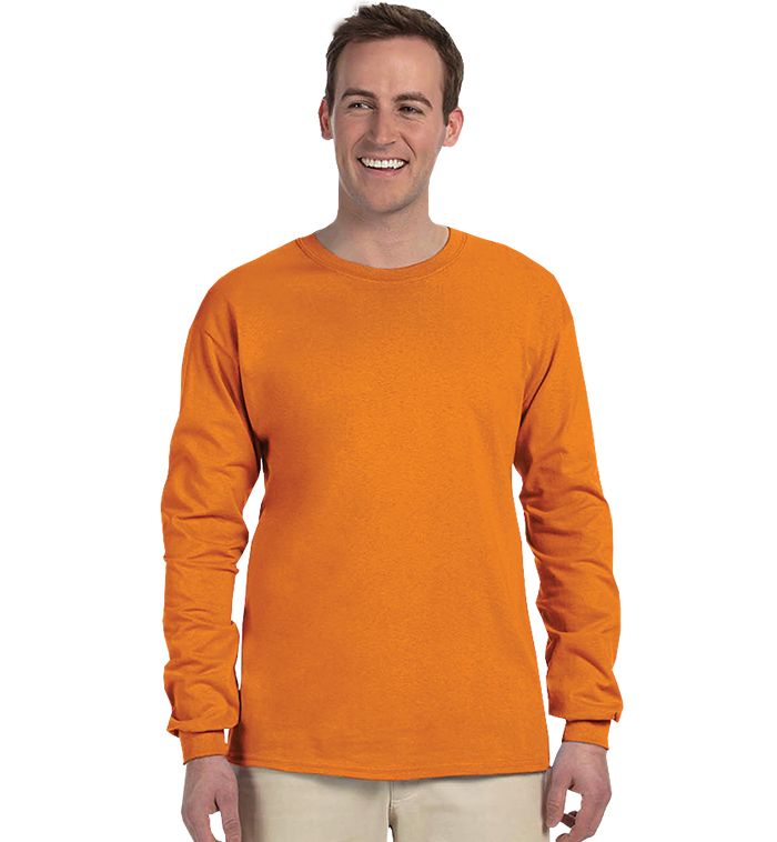 Men's Fruit Of the Loom Safety Orange Long Sleeve TShirts, Size Large