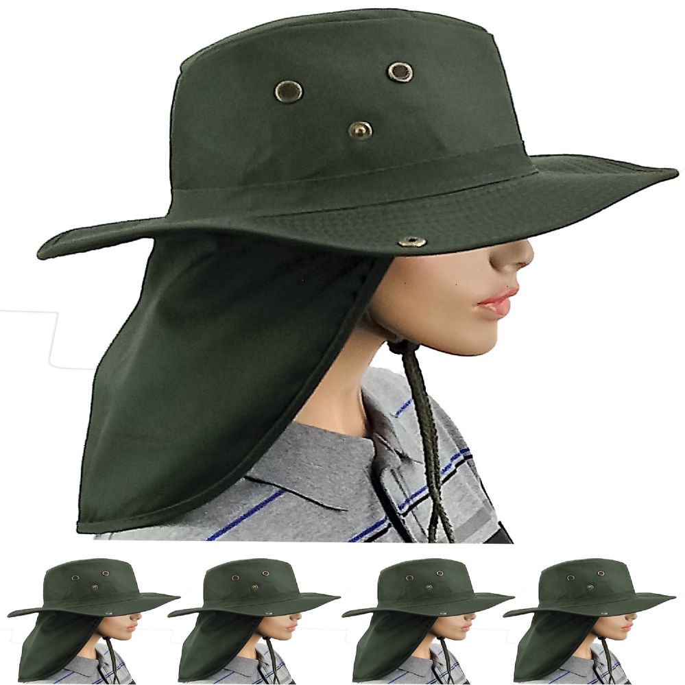 Dry Camping Neck Flap Green Boonie Hat 24 pack at