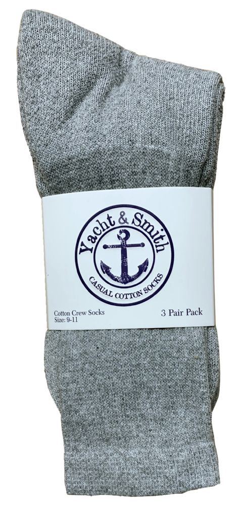 White/Gray Crew Socks 3 Pair Men's or Women's Size 9-11 Made In The USA!! 
