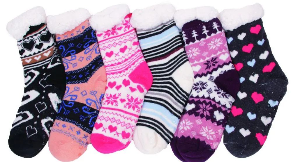 Women's Assorted Design Fuzzy Sock 180 pack at