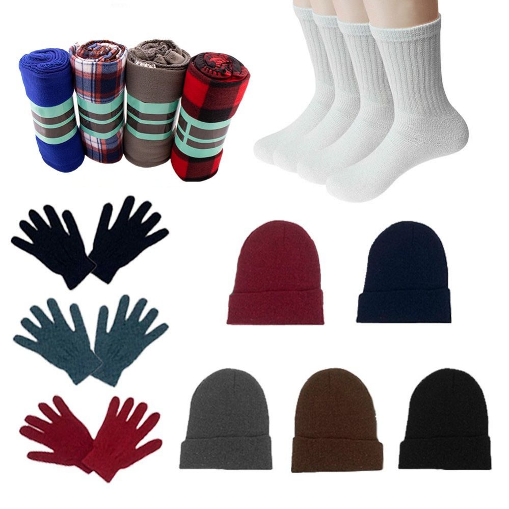 Homeless Care Package Supplies 12 Glove Pairs, 12 Socks, 12 Winter