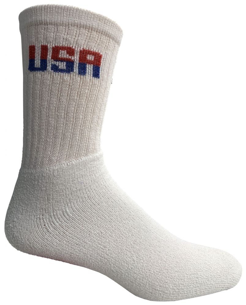 Yacht & Smith Men's USA White Crew Socks Size 1013 Bulk Buy 240 pack