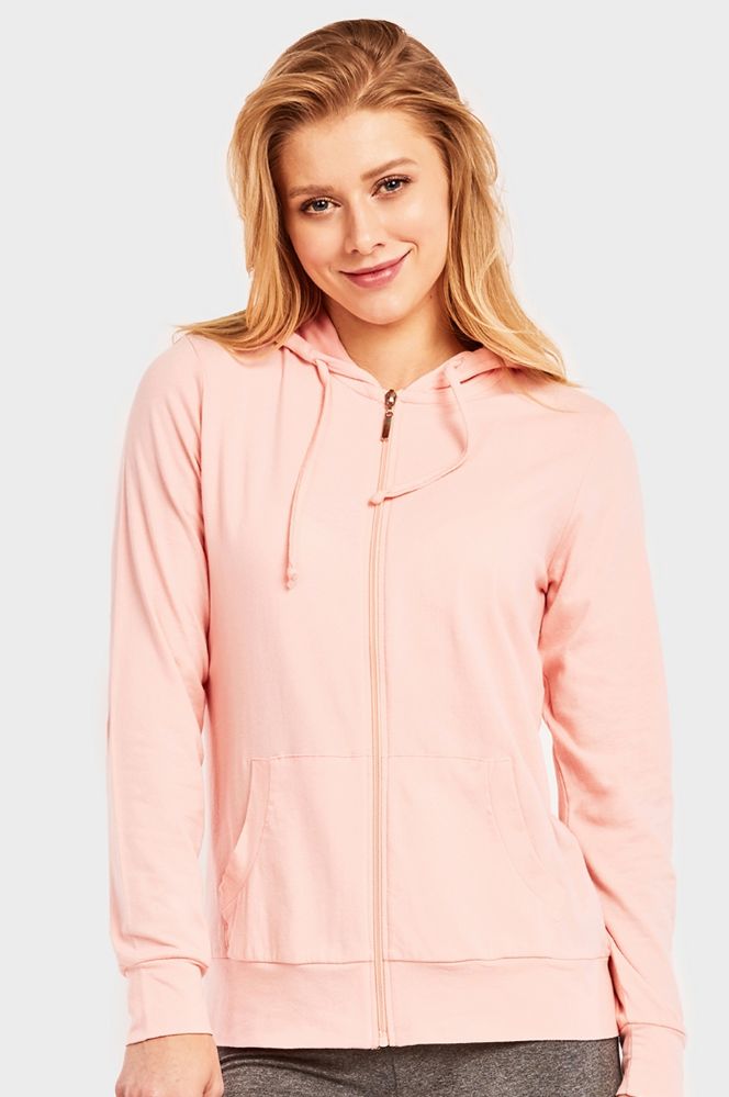 SOFRA LADIES THIN ZIP UP HOODIE JACKET PEACH IN SIZE SMALL 12 pack - at ...