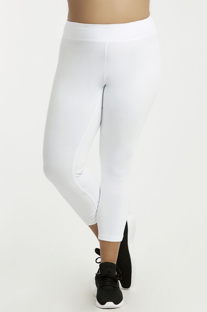 SOFRA LADIES COTTON CAPRI LEGGINGS PLUS SIZE WHITE 36 pack at