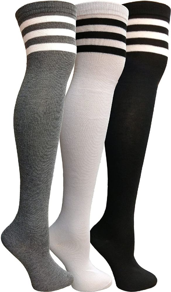 Comfortable Women Thigh Socks Fashion Striped Knee High 