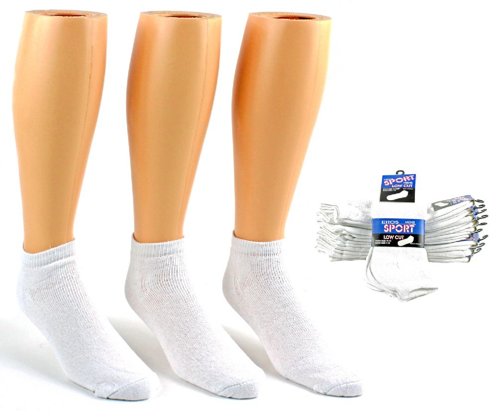 Men's Athletic Low Cut Socks White Size 1013 24 pack at