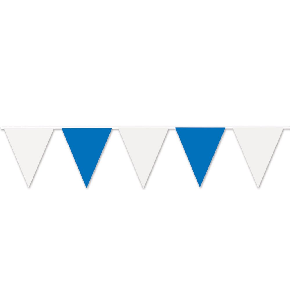 Blue & White Pennant Banner allweather; 15 pennants/string 12 pack at