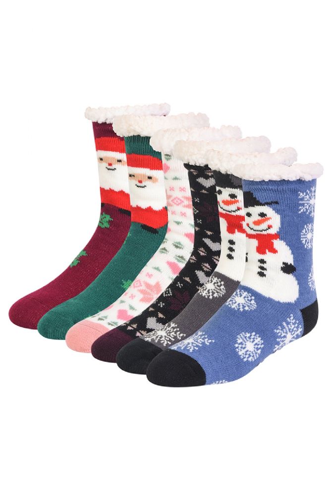 Cozy Thermal Christmas Printed NoNSkid Socks Size 68 at
