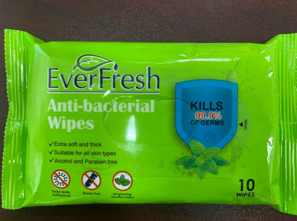 Everfresh 10 Pack AntIBacterial Wipes, Kills 99 Of Germs 144 pack