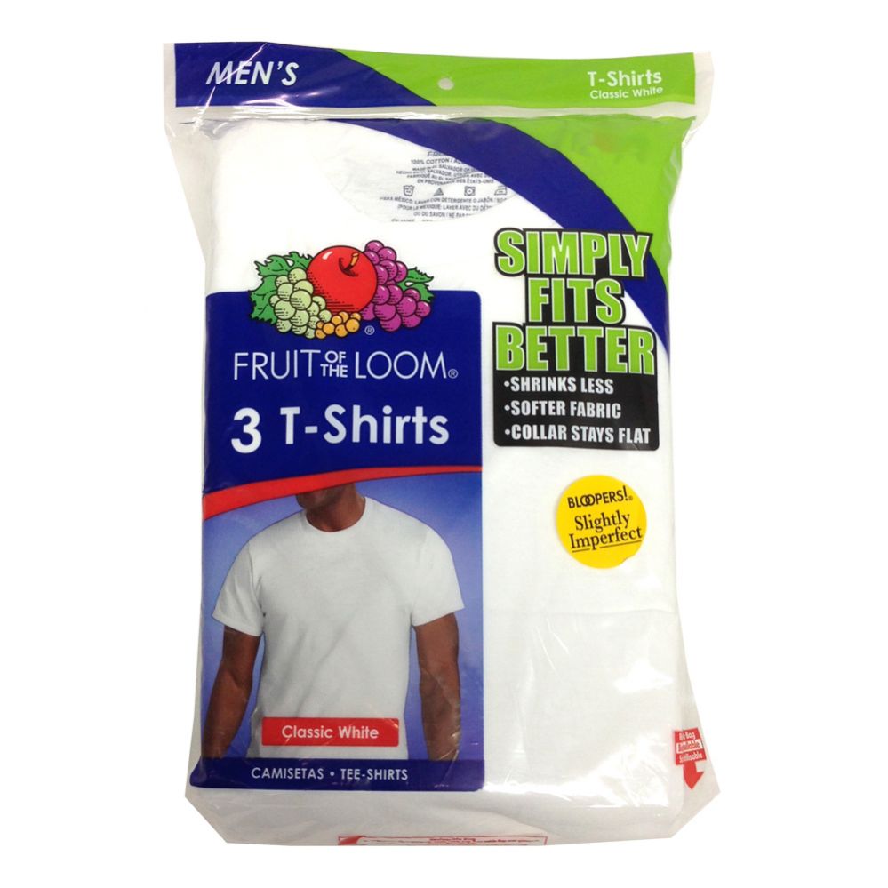 Fruit Of The Loom Mens 3 Pack White Crew Neck T Shirts, Size xl 24 pack