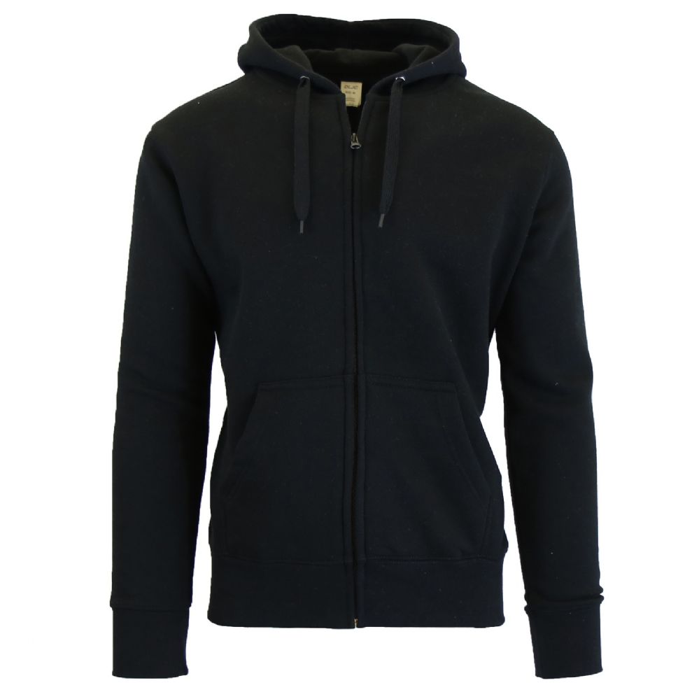 Men's FleecELined Zip Hoodie Solid Black Bulk Buy 24 pack at