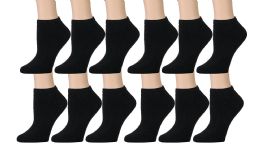 Yacht & Smith Kids Cotton Quarter Ankle Socks In Black Size 4-6