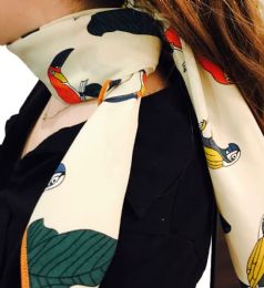 Yacht&smith Neck Scarf With Buckle, 50s Style Retro, Vintage Tie Shawl Wrap (parrots)