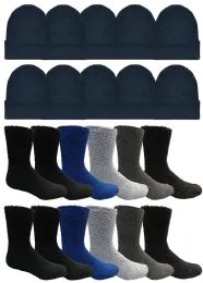 Yacht & Smith Wholesale Fuzzy Socks And Beanie Set For Men
