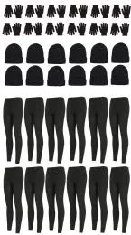 Yacht & Smith Womens Fleece Winter Sets Hat, Gloves And Thermal Fleece Lined Leggings