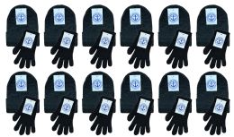 Yacht & Smith Womens Warm Winter Sets 240 Pairs Of Gloves And 240 Hats Solid Black